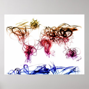 Affiches Écriture Lumière Carte Mondiale