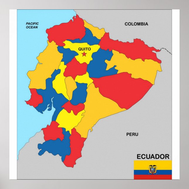 Affiches ecuador country political map flag (Devant)