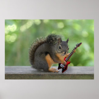 Affiches Écureuil Jouant de la guitare électrique