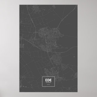 Affiches Ede, Pays-Bas (blanc sur noir)