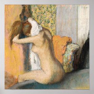 Affiches Edgar Degas Après le bain, femme Sécher le cou
