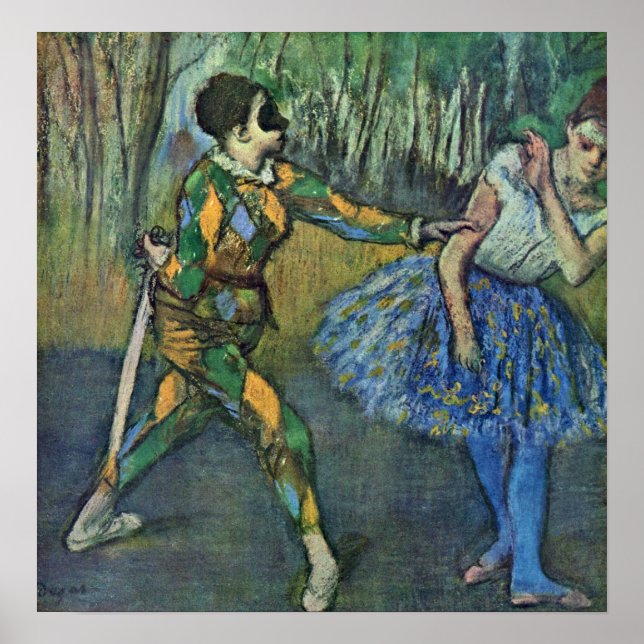 Affiches Edgar Degas - Arlequin et Columbine (Devant)