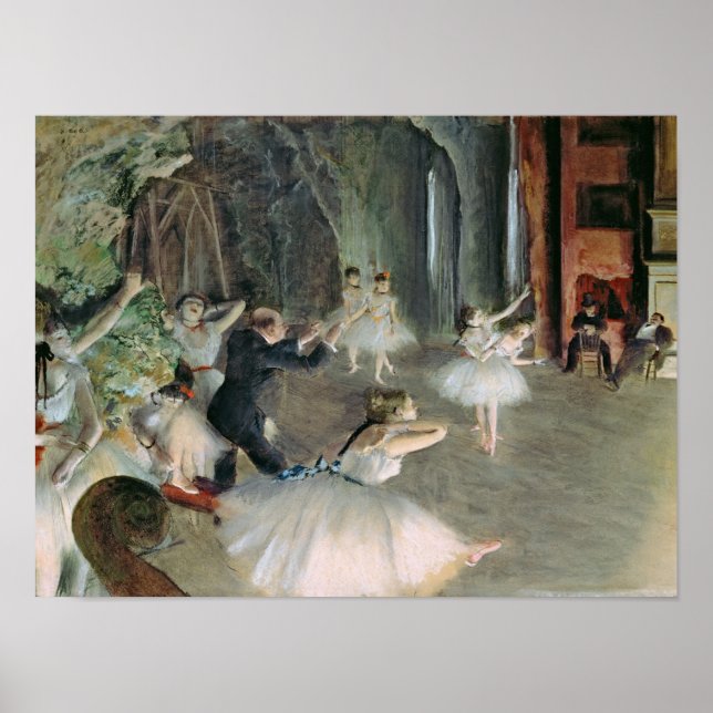 Affiches Edgar Degas | La répétition du ballet sur scène (Devant)