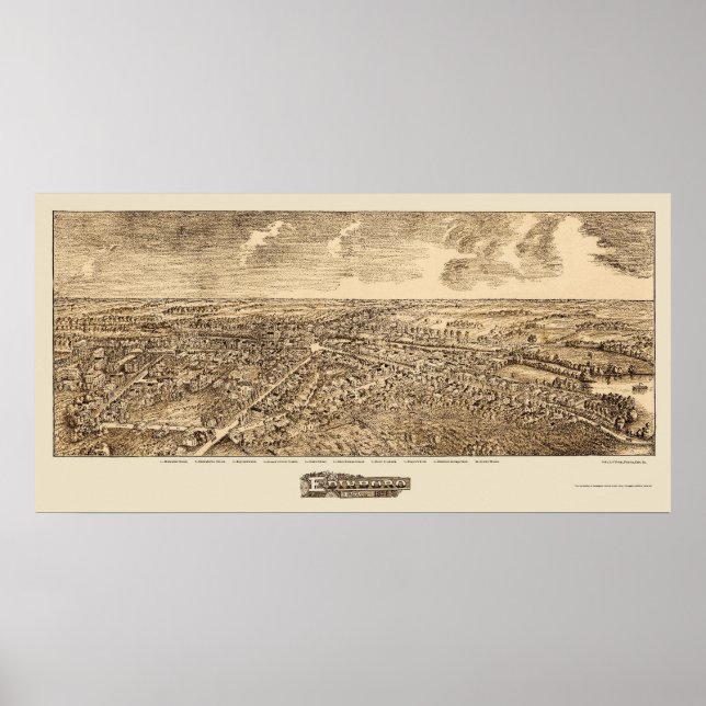 Affiches Edinboro, PA Carte panoramique - 1898 (Devant)