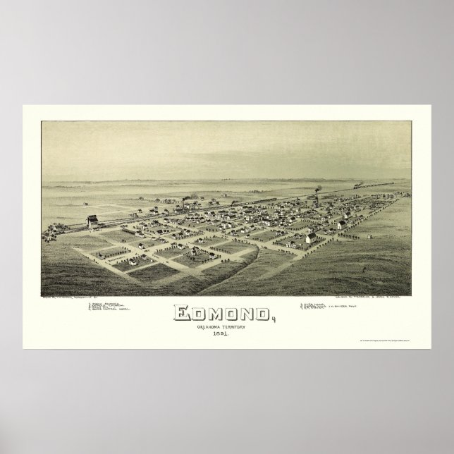 Affiches Edmond, OK Carte panoramique - 1891 (Devant)