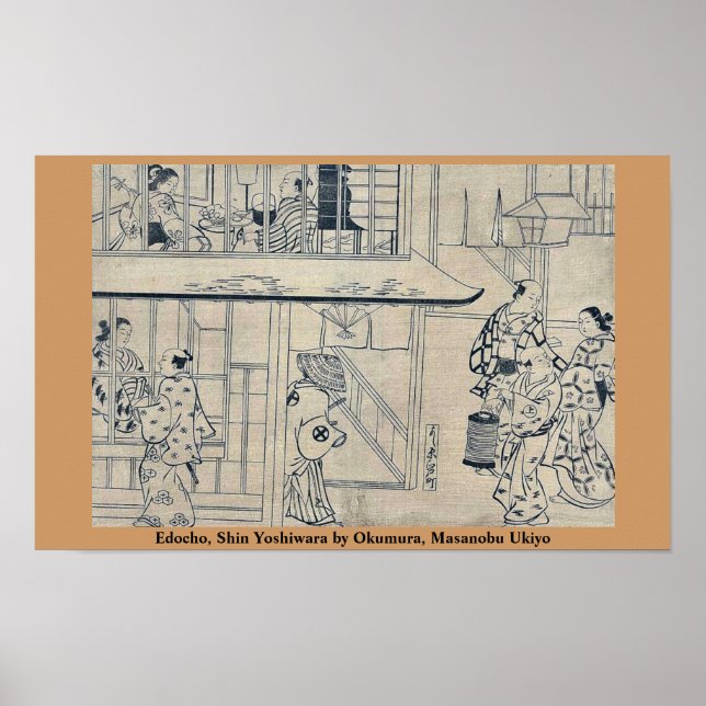 Affiches Edocho, Shin Yoshiwara par Okumura, Masanobu Ukiyo (Devant)