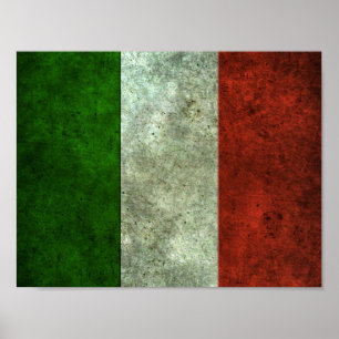 Affiches Effet en acier âgé par drapeau italien