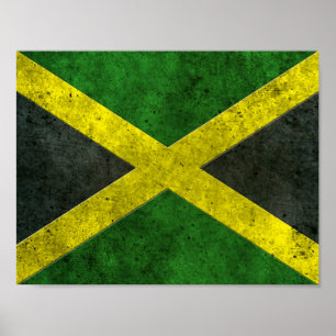 Affiches Effet en acier âgé par drapeau jamaïcain