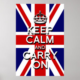 Affiches effet relief 3D keep calm sur le drapeau du Royaum