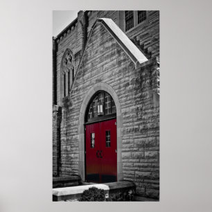 Affiches Eglise avec portes rouges