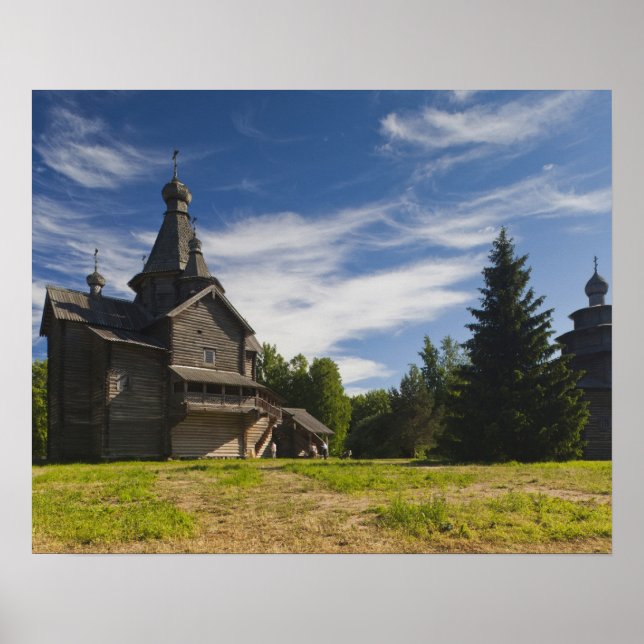 Affiches Église orthodoxe russe traditionnelle en bois (Devant)