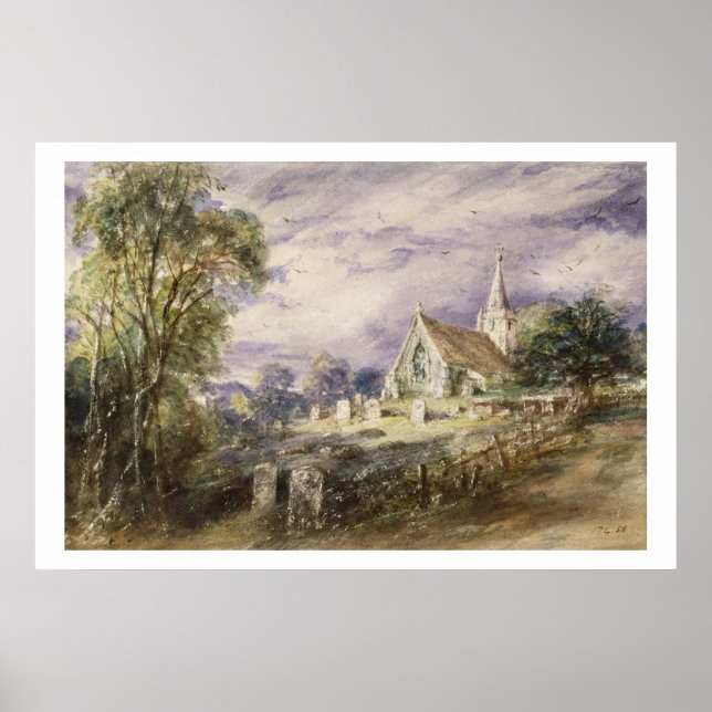 Affiches Église Stoke Poges, 1833 (avec papier) (Devant)