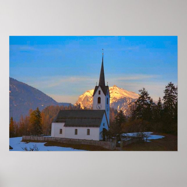 Affiches Église villageoise dans les montagnes (Devant)