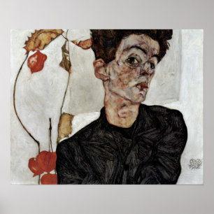 Affiches Egon Schiele - autoportrait avec la lanterne de