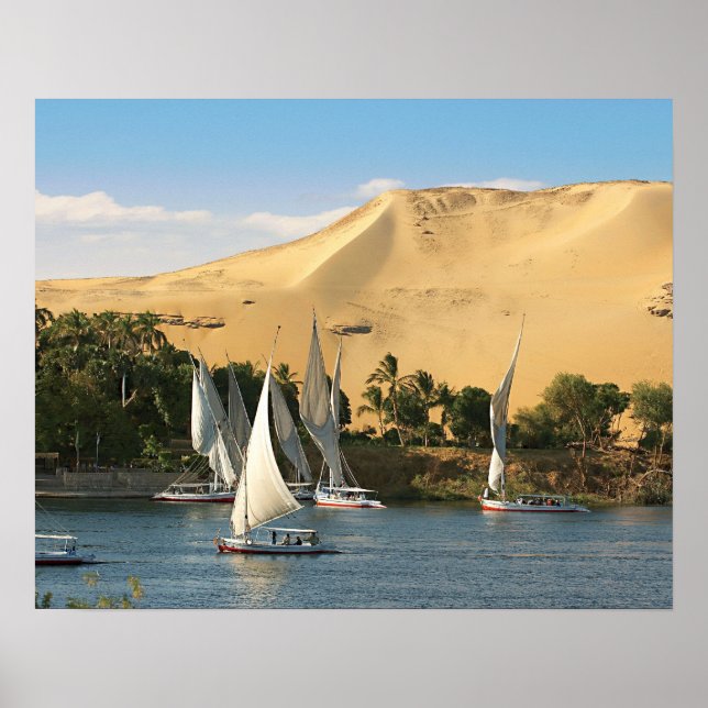 Affiches Égypte, Assouan, Nil, voiliers Felucca, 2 (Devant)