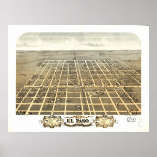 Affiches El Paso Illinois 1869 Carte panoramique antique