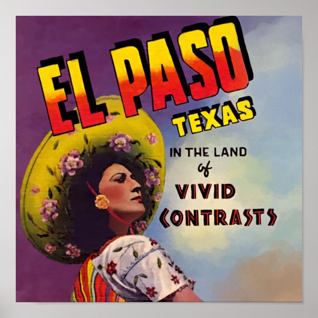 Affiches El Paso, Texas 1940 Travel Ad (Devant)