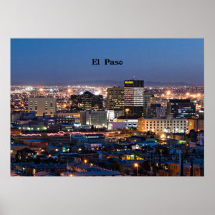 Affiches El Paso, Texas à la nuit