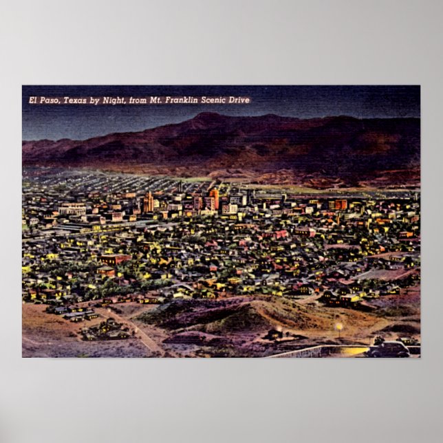 Affiches El Paso, Texas Birdseye Night 1940 (Devant)