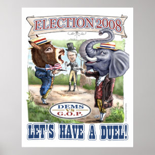 Affiches Élection politique 2008 de duel de mascotte