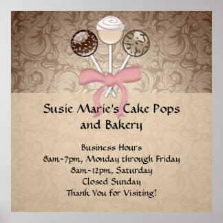 Affiches Élégant cacao Damask Cake Pop