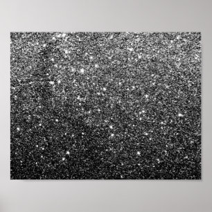 Affiches Elegant Faux Black Glitter