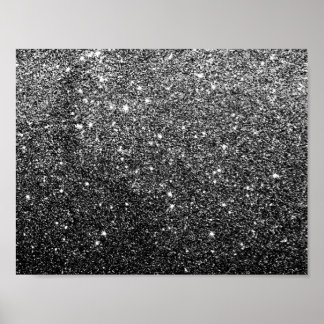 Affiches Elegant Faux Black Glitter