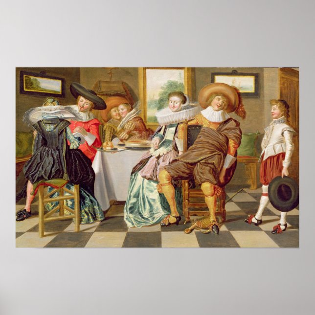 Affiches Elegant Figures Feasting at a Table (Devant)