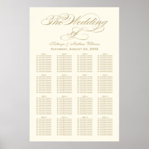 Affiches Elegant Gold Calligraphy Wedding Seating Chart