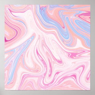 Affiches Elégant marbre rose pastel bleu orange
