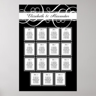 Affiches Élégant Mariage classique 15 Table de siège graphi