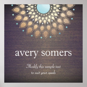 Affiches Elégant or Ornate Lotus Mandala Wood