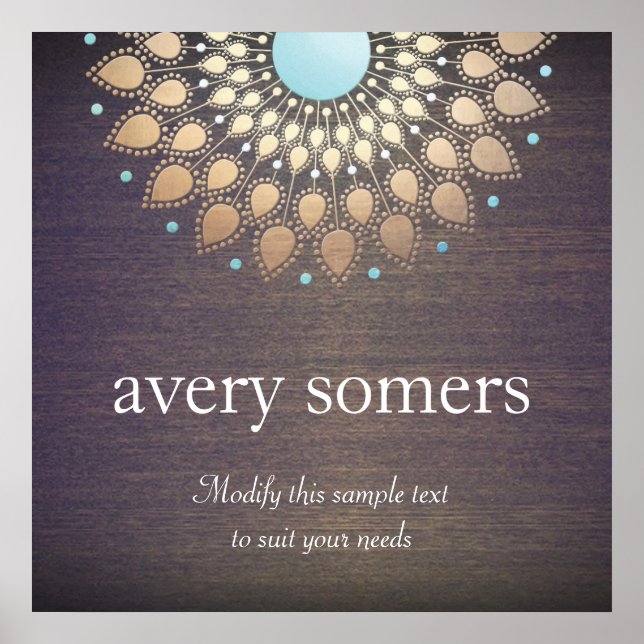 Affiches Elégant or Ornate Lotus Mandala Wood (Devant)