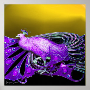 AFFICHES ÉLÉGANT PEACOCK EN PURPLE JAUNE