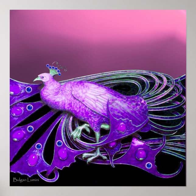 AFFICHES ÉLÉGANT PEACOCK EN ROSE POURBOURSIER (Devant)