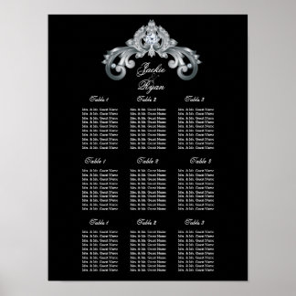 Affiches Élégant plan de mariage plan de siège graphique Ar