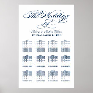 Affiches Élégant Plan de Table de Mariage Calligraphié en B