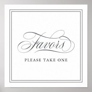 Affiches Élégant Script fleurit Mariage Faveurs Signer