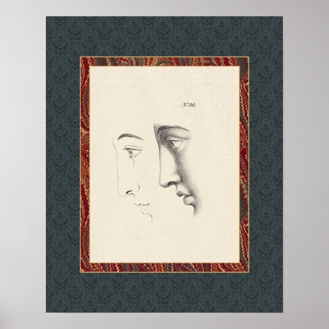 Affiches Elégant visage masculin classique en profil Vieux  (Devant)