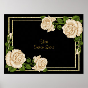 Affiches Elegantes Roses Ivory & Paillettes Dorées Annivers