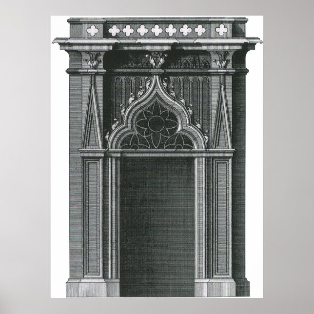 Affiches Élément architectural vintage, Porte gothique (Devant)