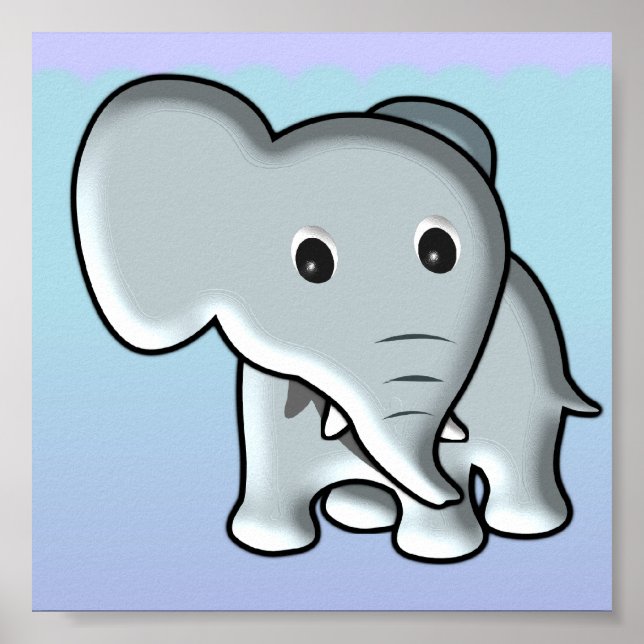 Affiches Eléphant bébé / Décor de pépinière (Devant)