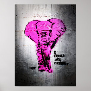 Affiches Elephant de graffiti rose
