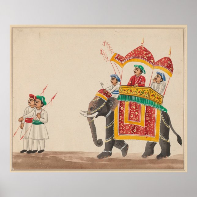 Affiches Elephant indien décoré avec un Howdah à canopée (Devant)