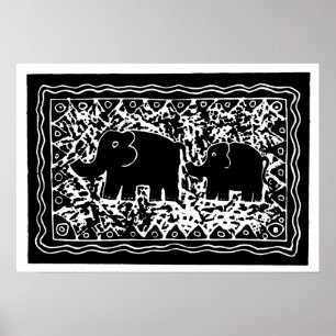 Affiches Éléphant & Veau