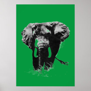 Affiches Eléphant Vert Pop Art