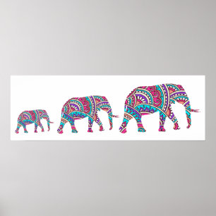 Affiches Eléphants colorés