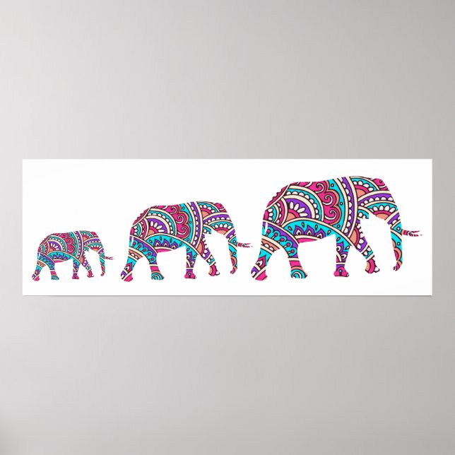 Affiches Eléphants colorés (Devant)