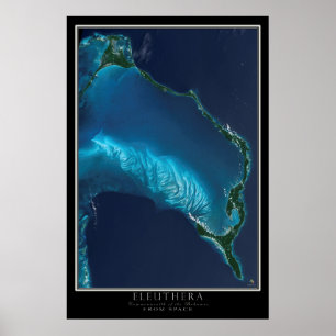 Affiches Eleuthera Bahamas depuis l'espace Carte satellite