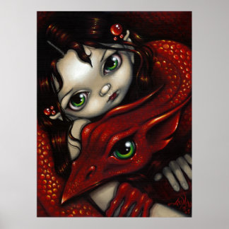 Affiches Elf Maiden et son dragon ART IMPRIMER